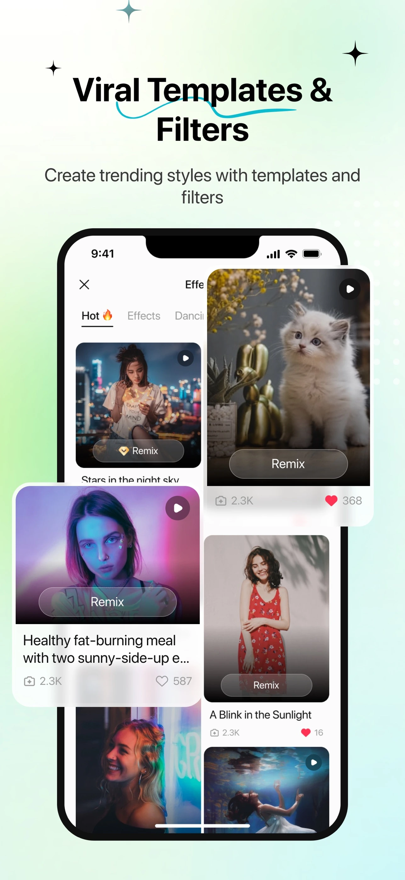 Pavo app store preview of creative templates and filters