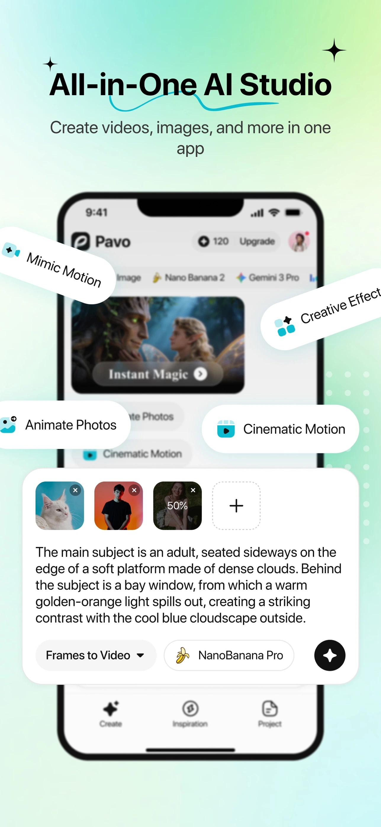 Pavo app store preview of its image and video creation tools